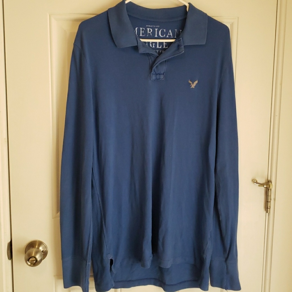American Eagle long sleeve athletic fit polo shirt